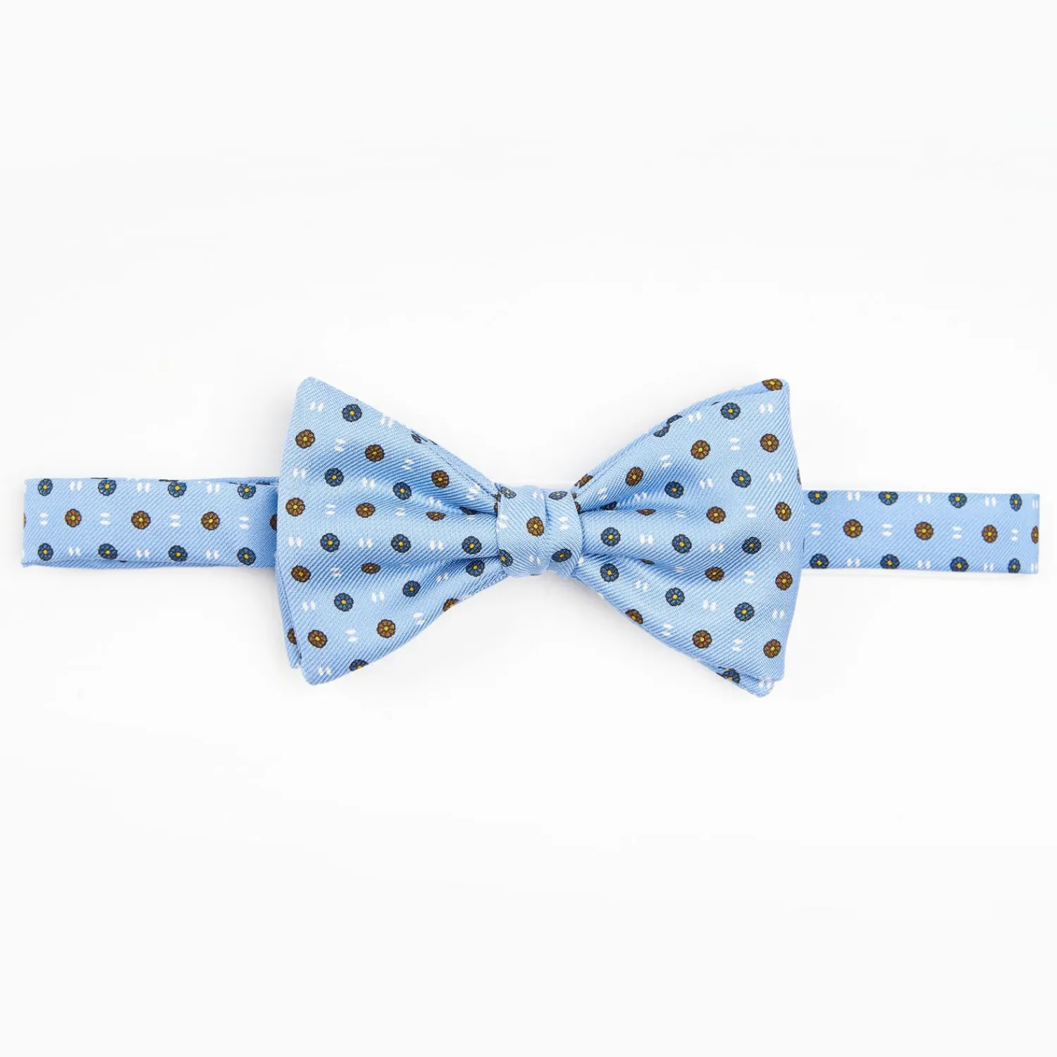 Light Blue Pre-Knotted Silk Bowtie - Small Flower Pattern>E.Marinella Best Sale
