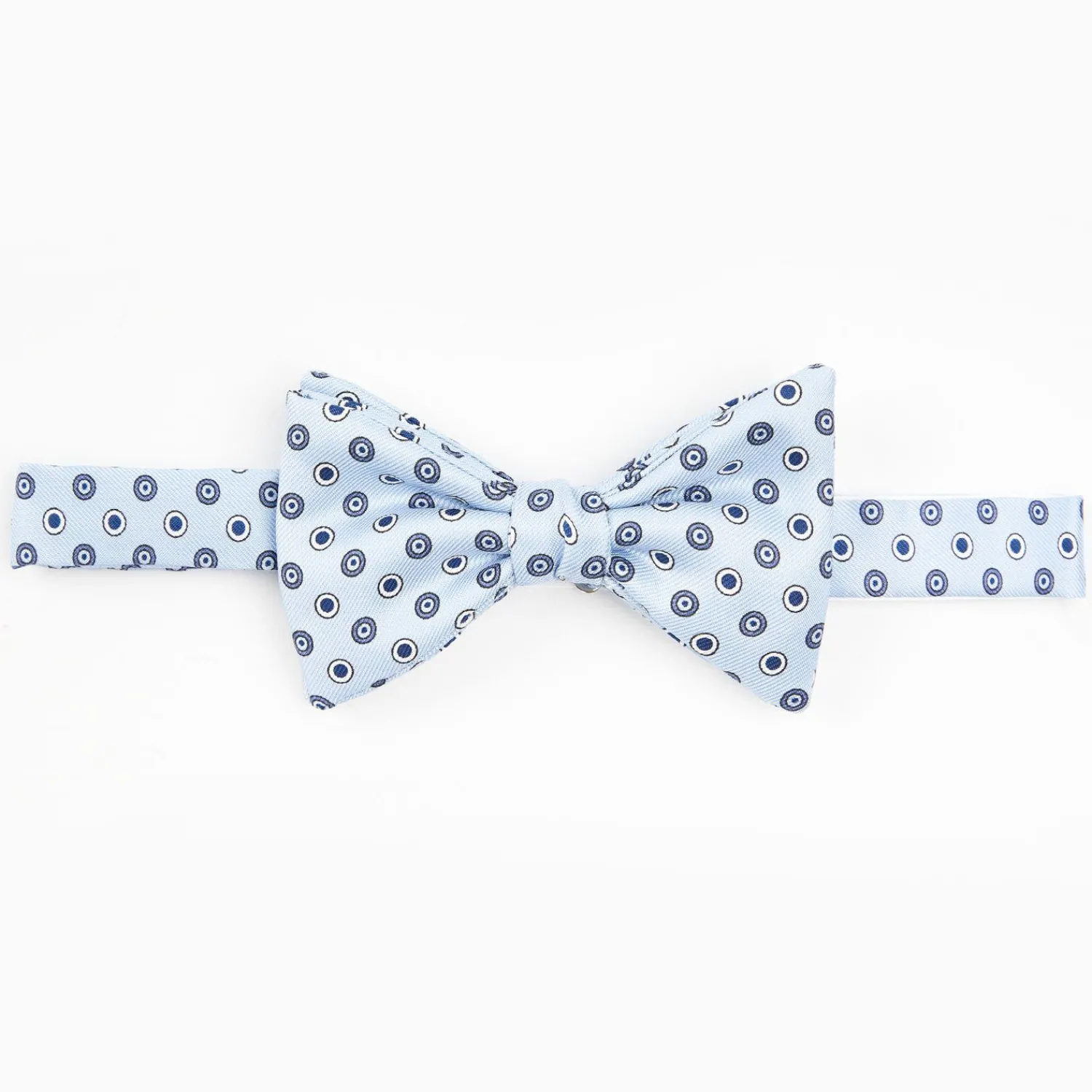 Light Blue Pre-Knotted Silk Bowtie- Small Geometric Pattern>E.Marinella Clearance