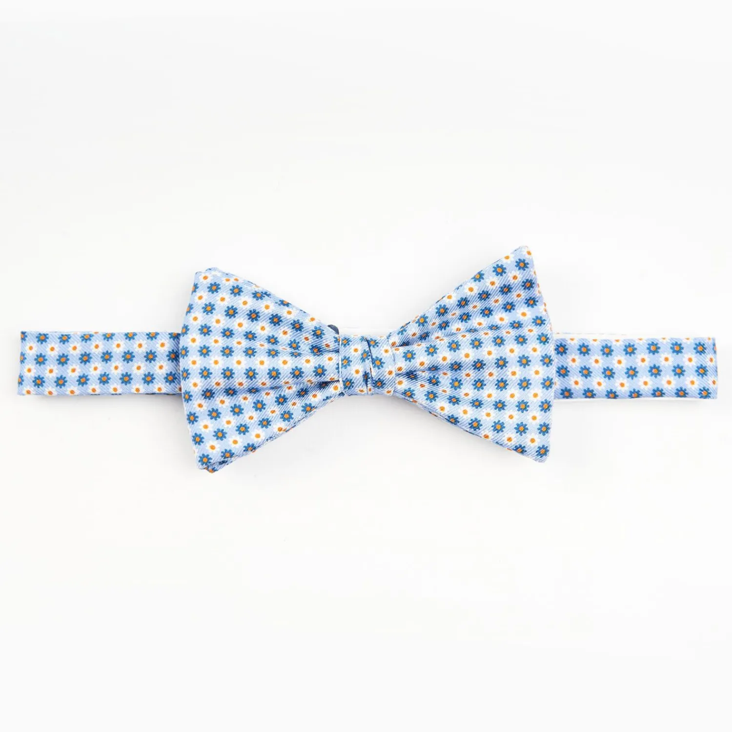 Light Blue Pre-Knotted Silk Bowtie - Small Flower Pattern>E.Marinella Clearance