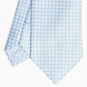Light Blue Sartorial Classic Silk Tie Small Flower Pattern>E.Marinella Shop