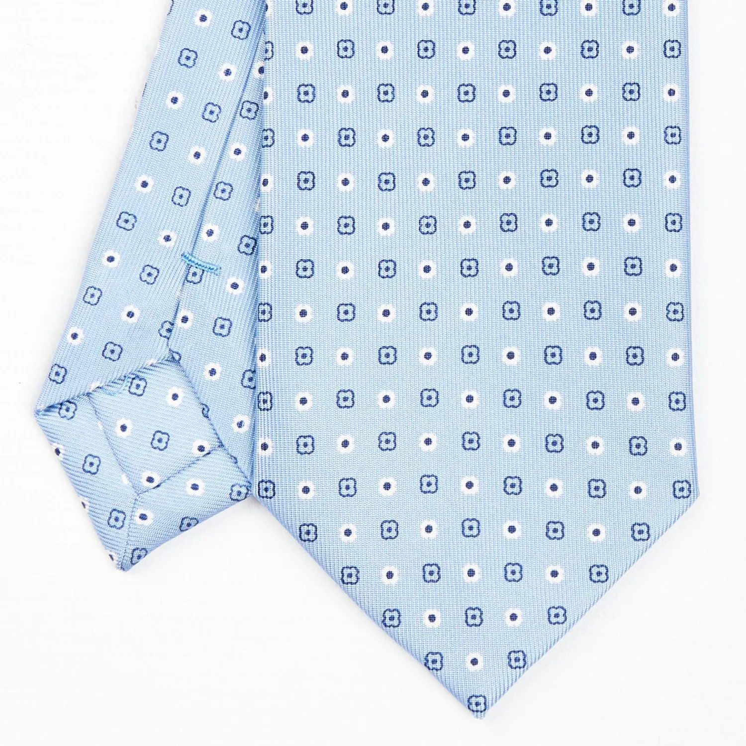 Light Blue Sartorial Classic Silk Tie - Small Flower Pattern>E.Marinella New