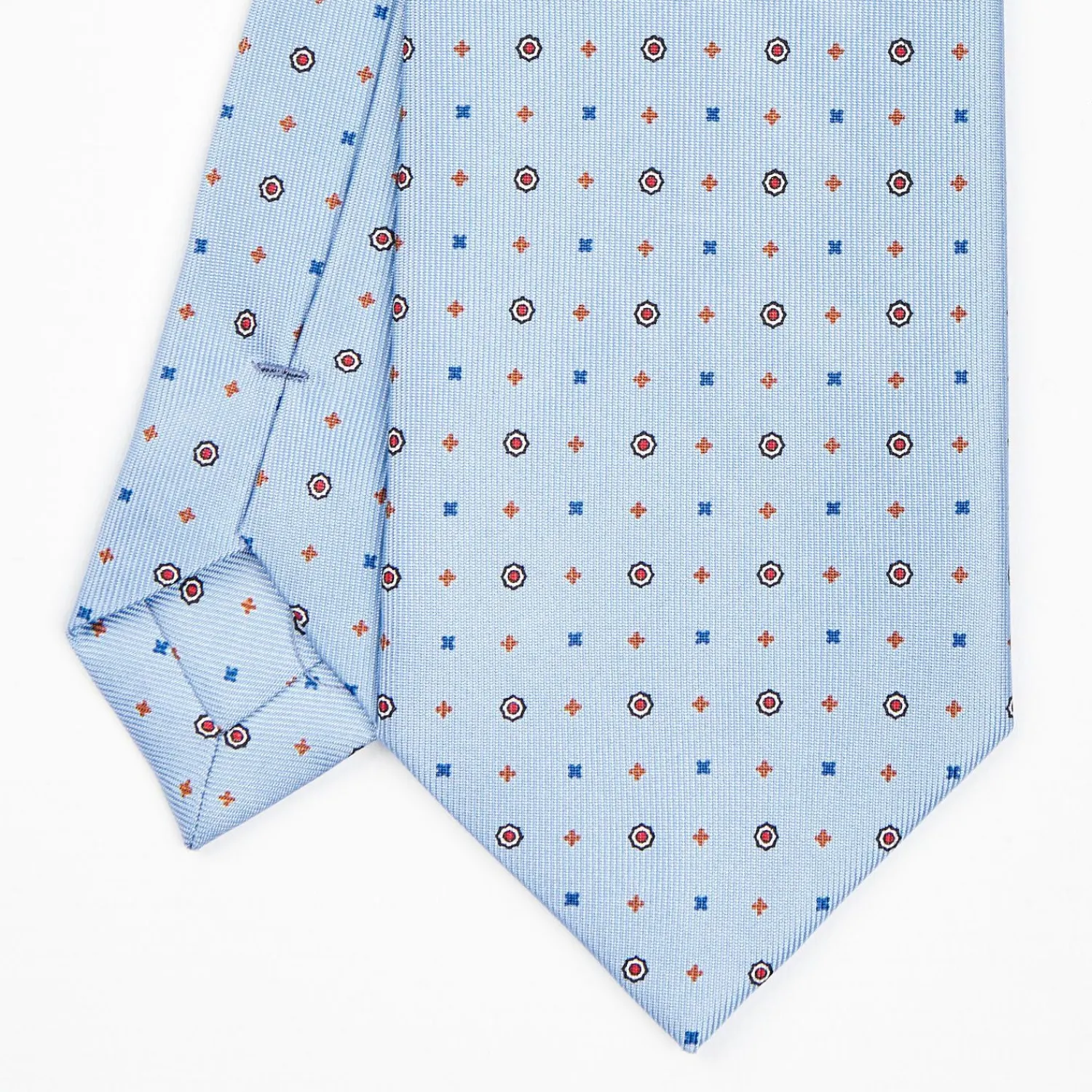 Light Blue Sartorial Classic Silk Tie - Small Flower Designs>E.Marinella Clearance