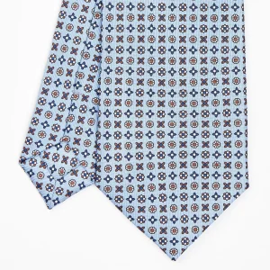 Light Blue Sartorial Classic Silk Tie - Small Flower Designs>E.Marinella Fashion