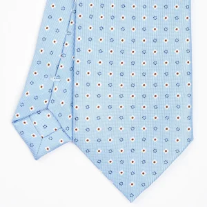 Light Blue Sartorial Classic Silk Tie - Small Flower Designs>E.Marinella Cheap
