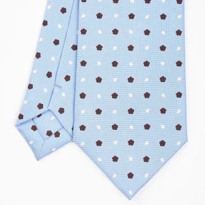 Light Blue Sartorial Classic Silk Tie - Small Flower Designs>E.Marinella Shop