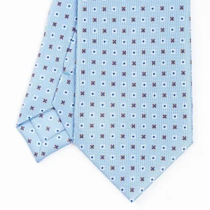 Light Blue Sartorial Classic Tie - Small Flower Pattern>E.Marinella Shop