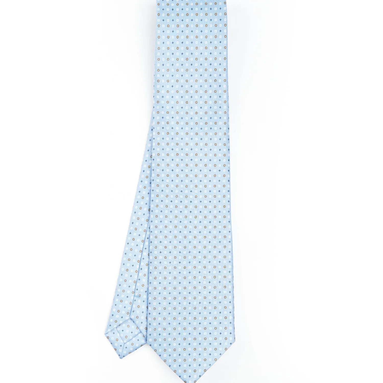 Light Blue Sartorial Classic Silk Tie - Small Flower Designs>E.Marinella Flash Sale