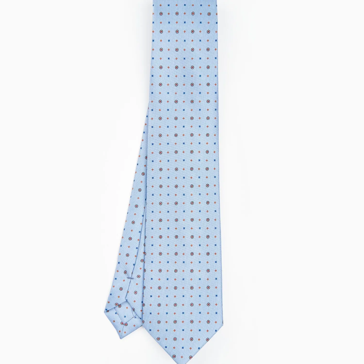 Light Blue Sartorial Classic Silk Tie - Small Flower Designs>E.Marinella Clearance