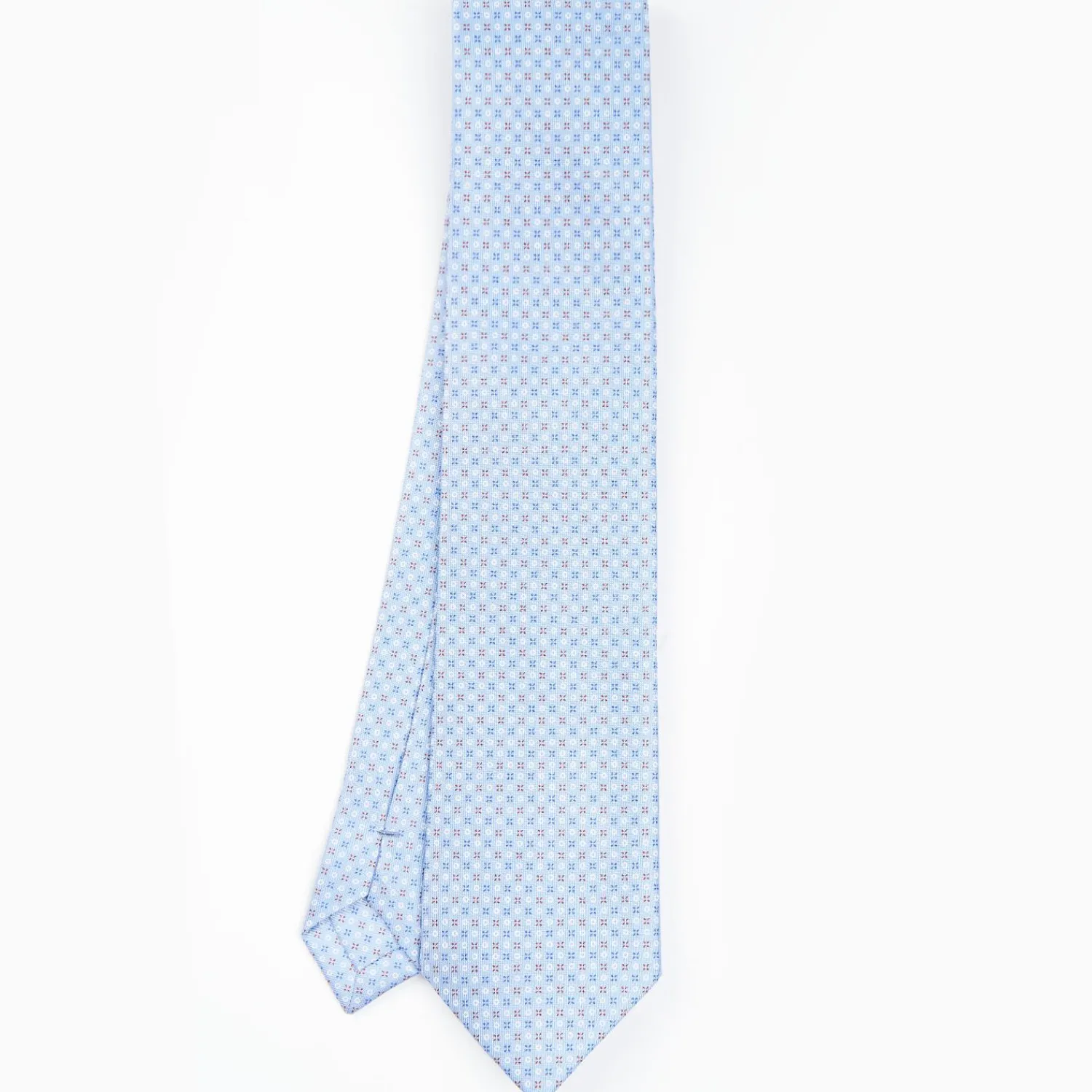 Light Blue Sartorial Classic Silk Tie - Small Flower Pattern>E.Marinella Outlet