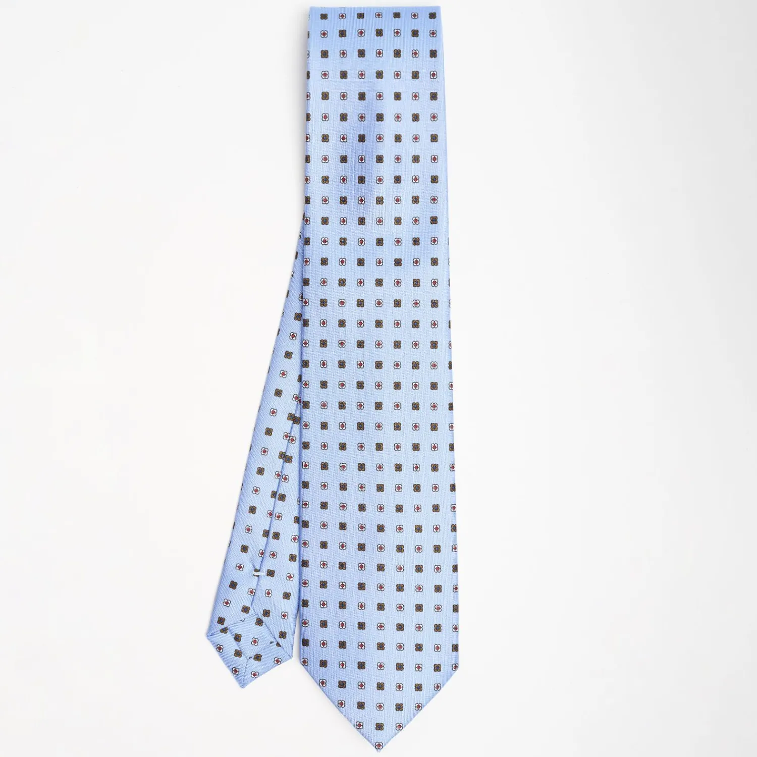 Light Blue Sartorial Classic Silk Tie Small Flower Pattern>E.Marinella Store