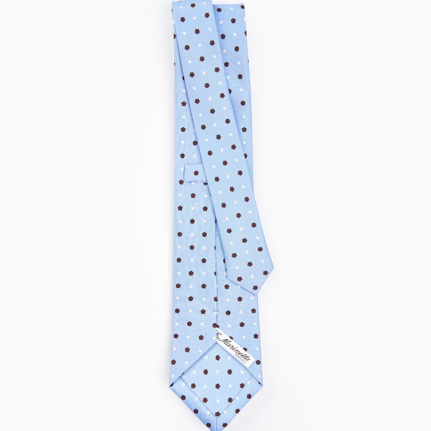 Light Blue Sartorial Classic Silk Tie - Small Flower Designs>E.Marinella Shop