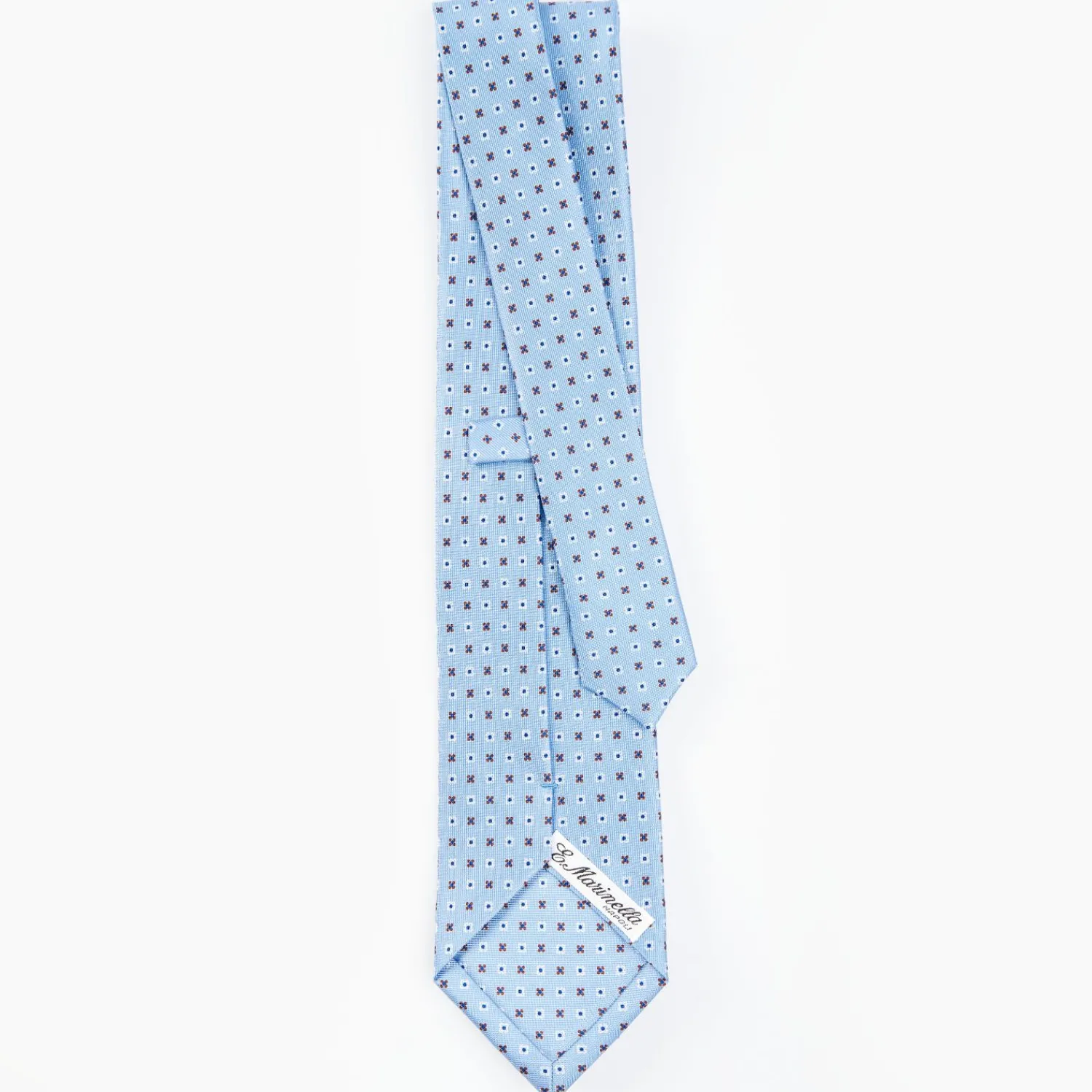 Light Blue Sartorial Classic Tie - Small Flower Pattern>E.Marinella Shop