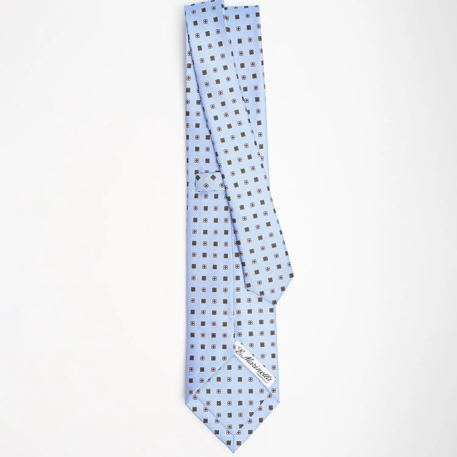Light Blue Sartorial Classic Silk Tie Small Flower Pattern>E.Marinella Store