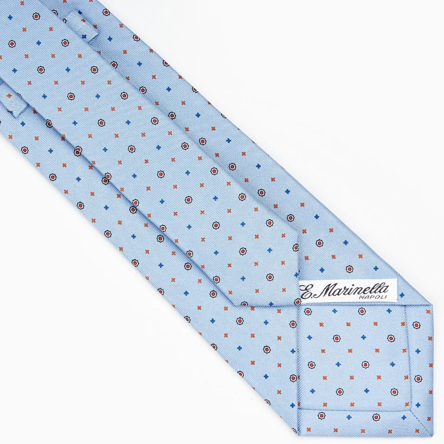Light Blue Sartorial Classic Silk Tie - Small Flower Designs>E.Marinella Clearance