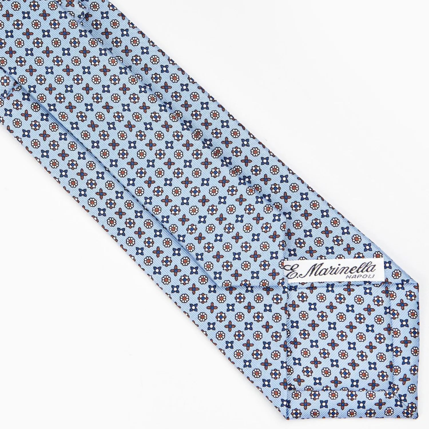 Light Blue Sartorial Classic Silk Tie - Small Flower Designs>E.Marinella Fashion