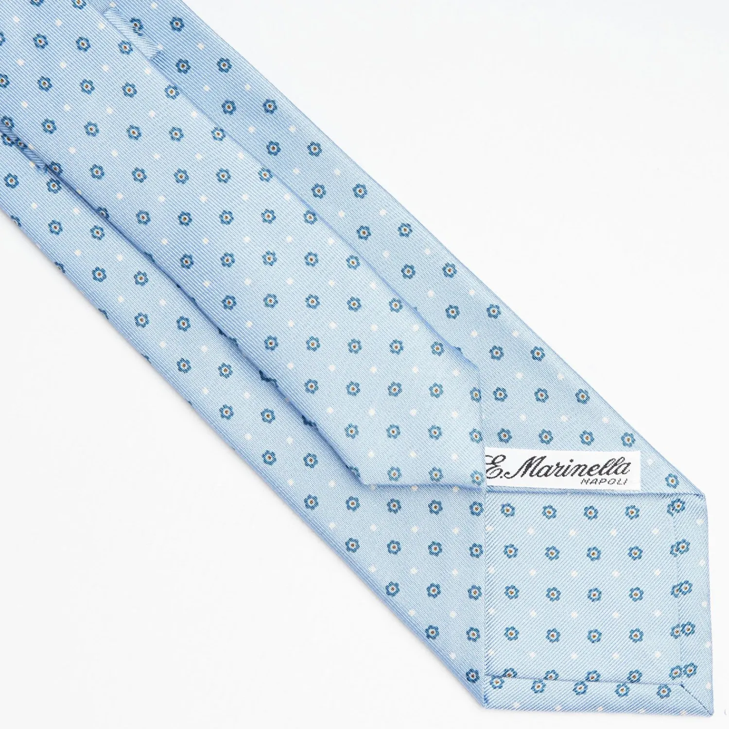 Light Blue Sartorial Classic Silk Tie Small Flower Pattern>E.Marinella Best