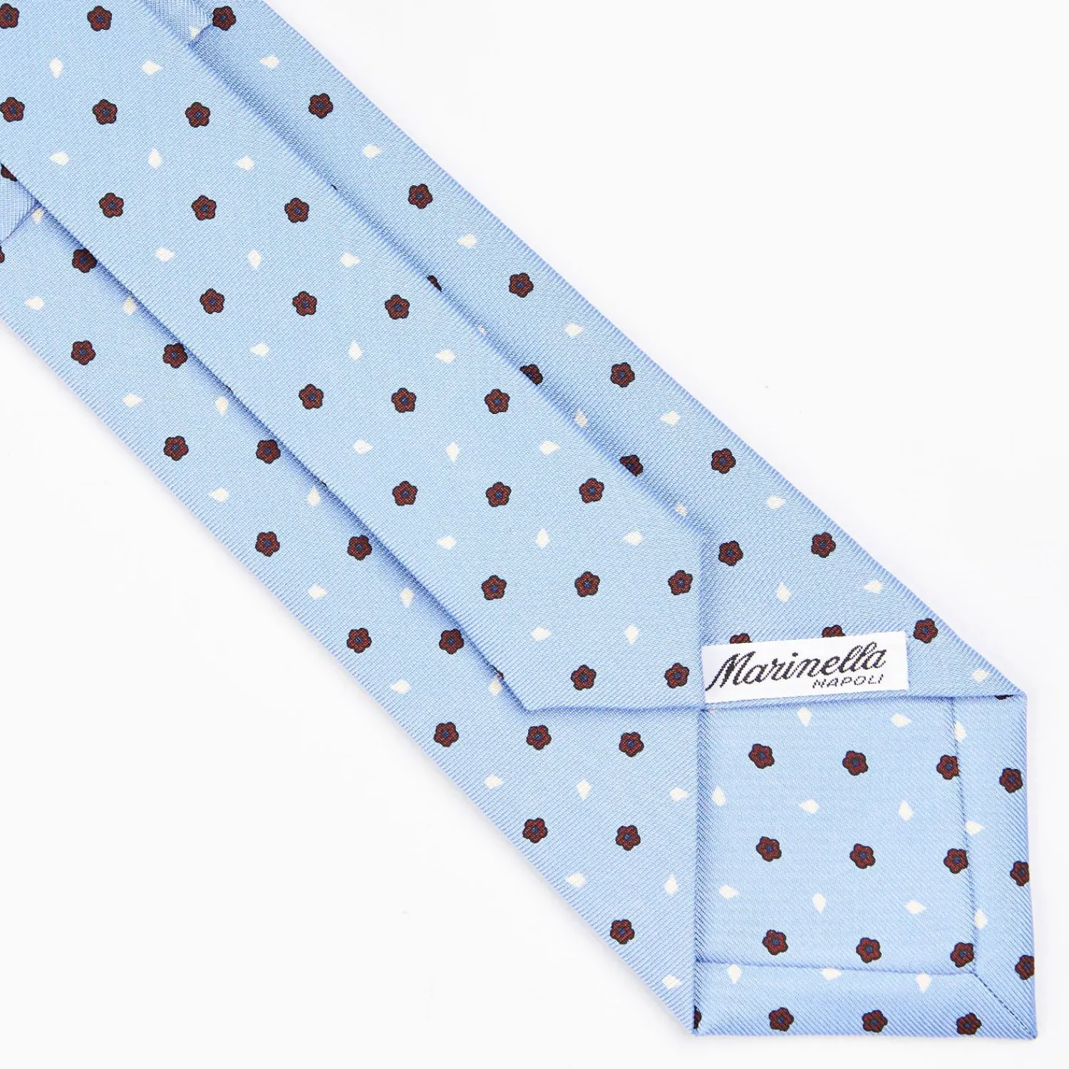 Light Blue Sartorial Classic Silk Tie - Small Flower Designs>E.Marinella Shop