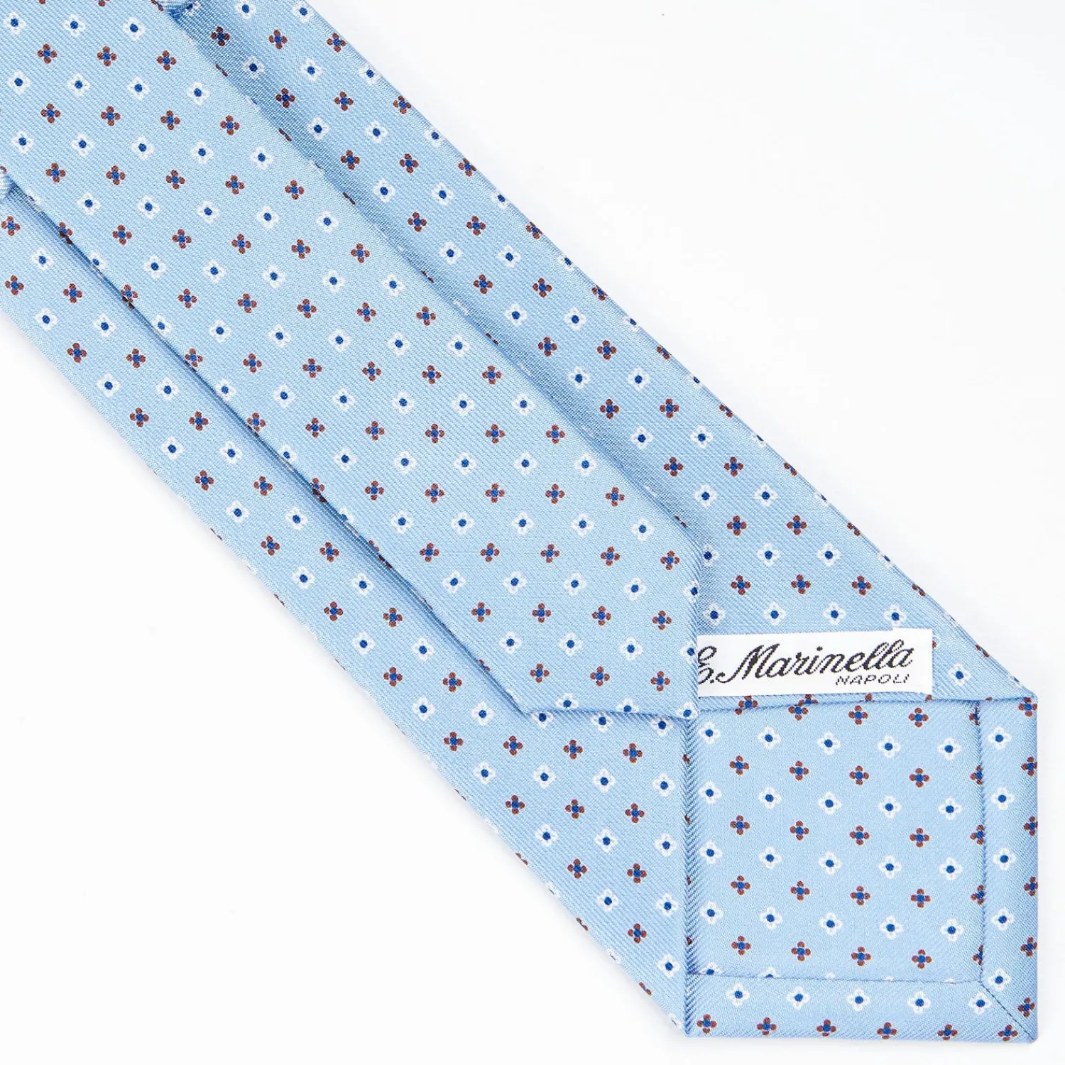 Light Blue Sartorial Classic Tie - Small Flower Pattern>E.Marinella Shop