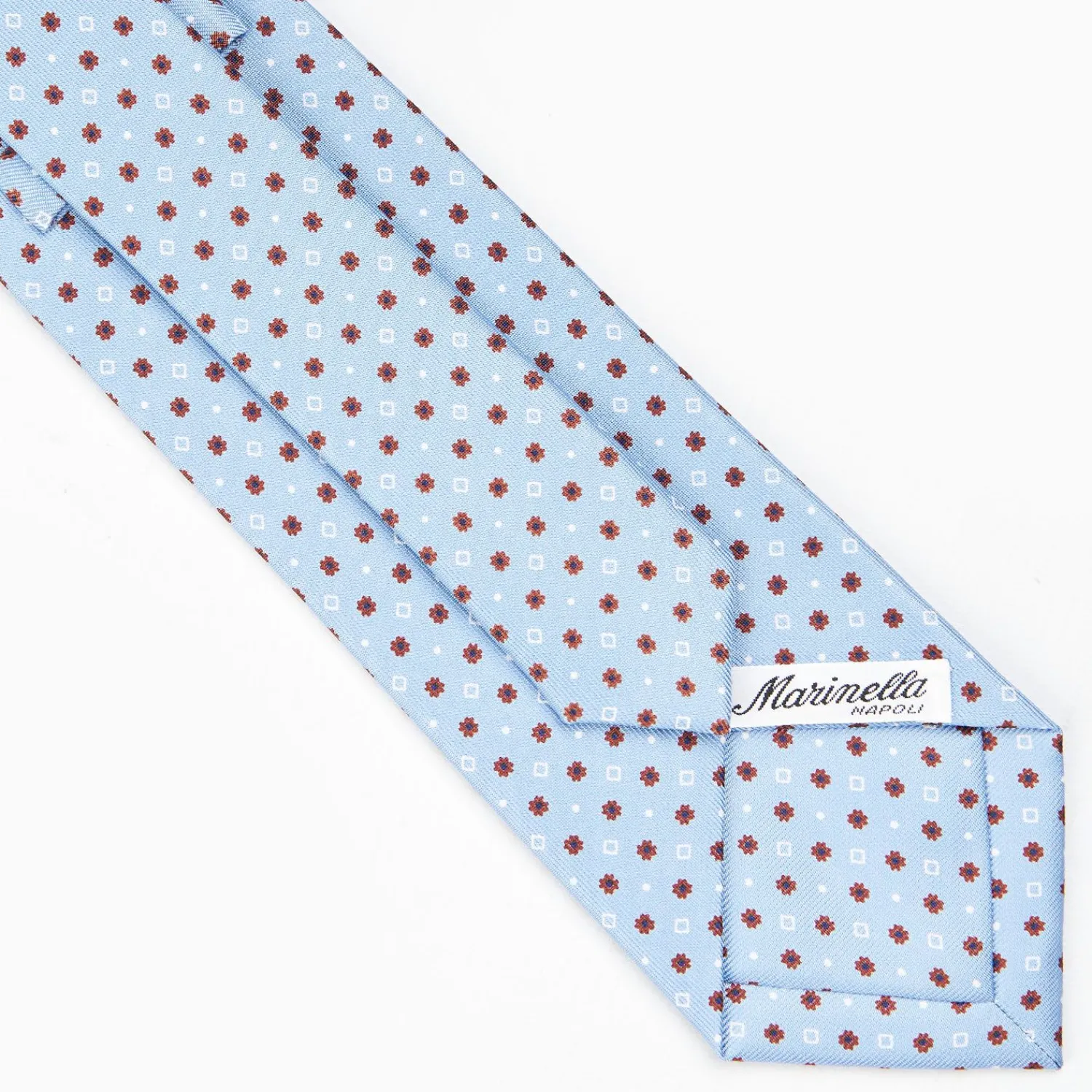 Light Blue Sartorial Classic Silk Tie - Small Flower Pattern>E.Marinella Store