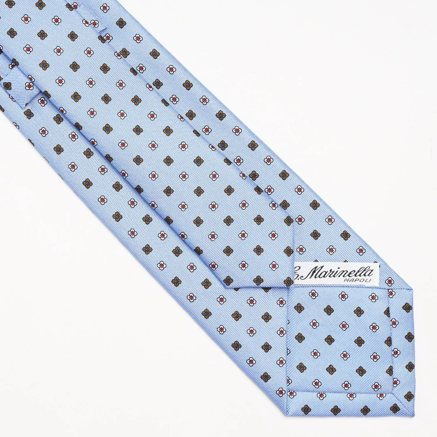 Light Blue Sartorial Classic Silk Tie Small Flower Pattern>E.Marinella Store