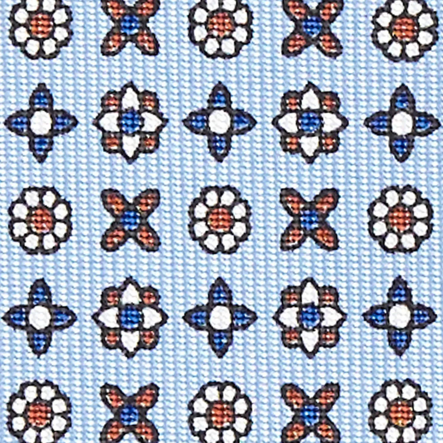 Light Blue Sartorial Classic Silk Tie - Small Flower Designs>E.Marinella Fashion