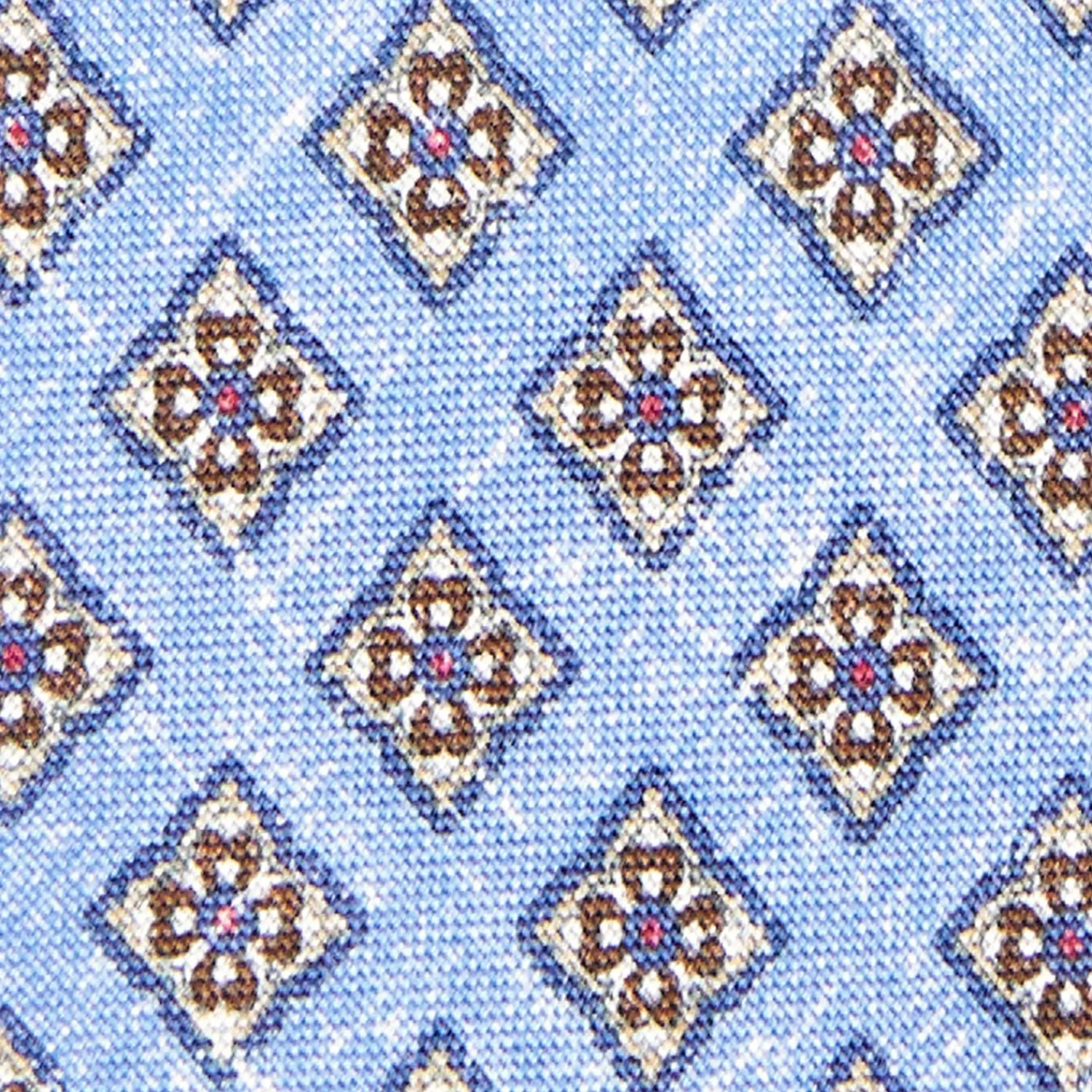 Light Blue Sartorial Cotton And Silk Tie - Large Flower Pattern>E.Marinella Online