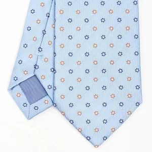 Light Blue Sartorial Jacquard Silk Tie - Small Flower Designs>E.Marinella Cheap