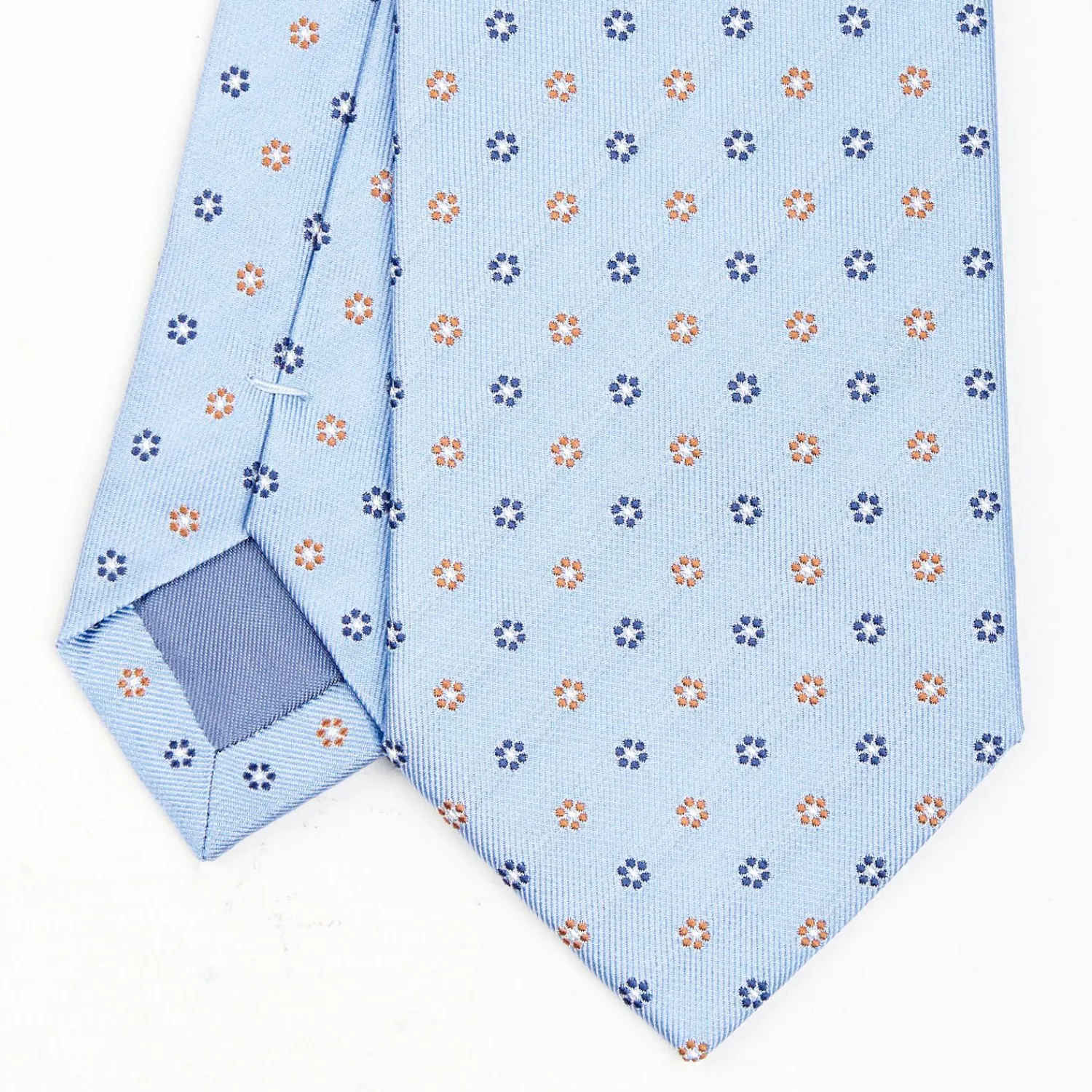 Light Blue Sartorial Jacquard Silk Tie - Small Flower Designs>E.Marinella Cheap