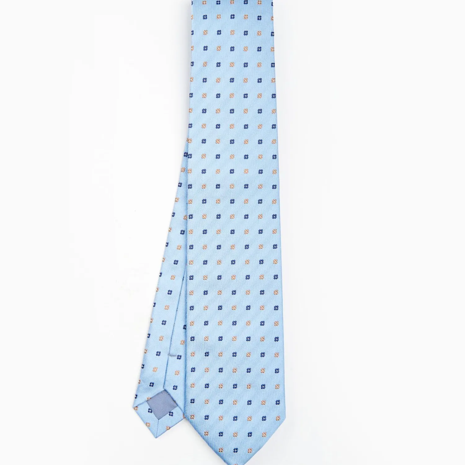 Light Blue Sartorial Jacquard Silk Tie - Small Flower Designs>E.Marinella Shop