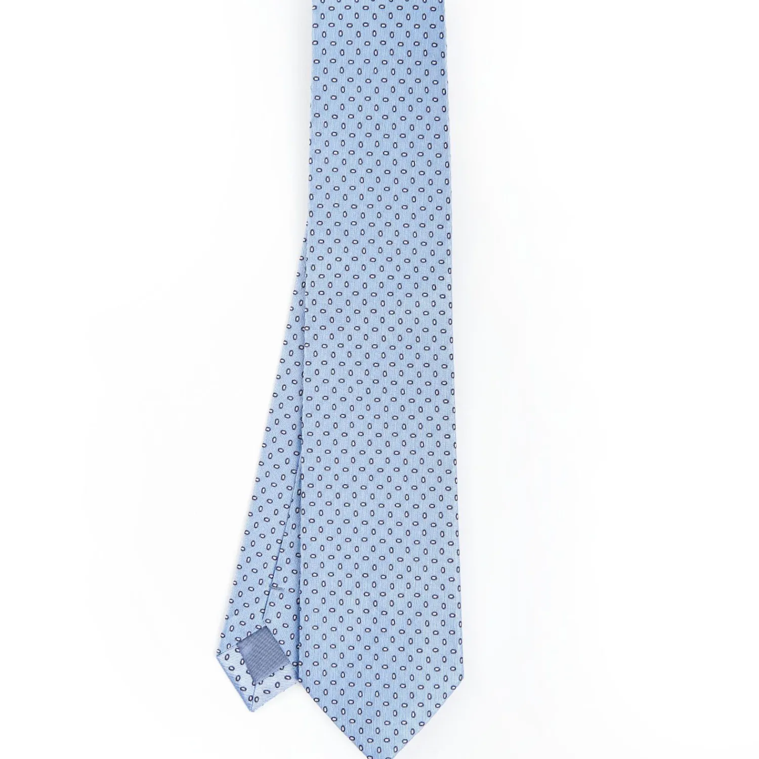 Light Blue Sartorial Jacquard Silk Tie - Small Geometric Pattern>E.Marinella Online