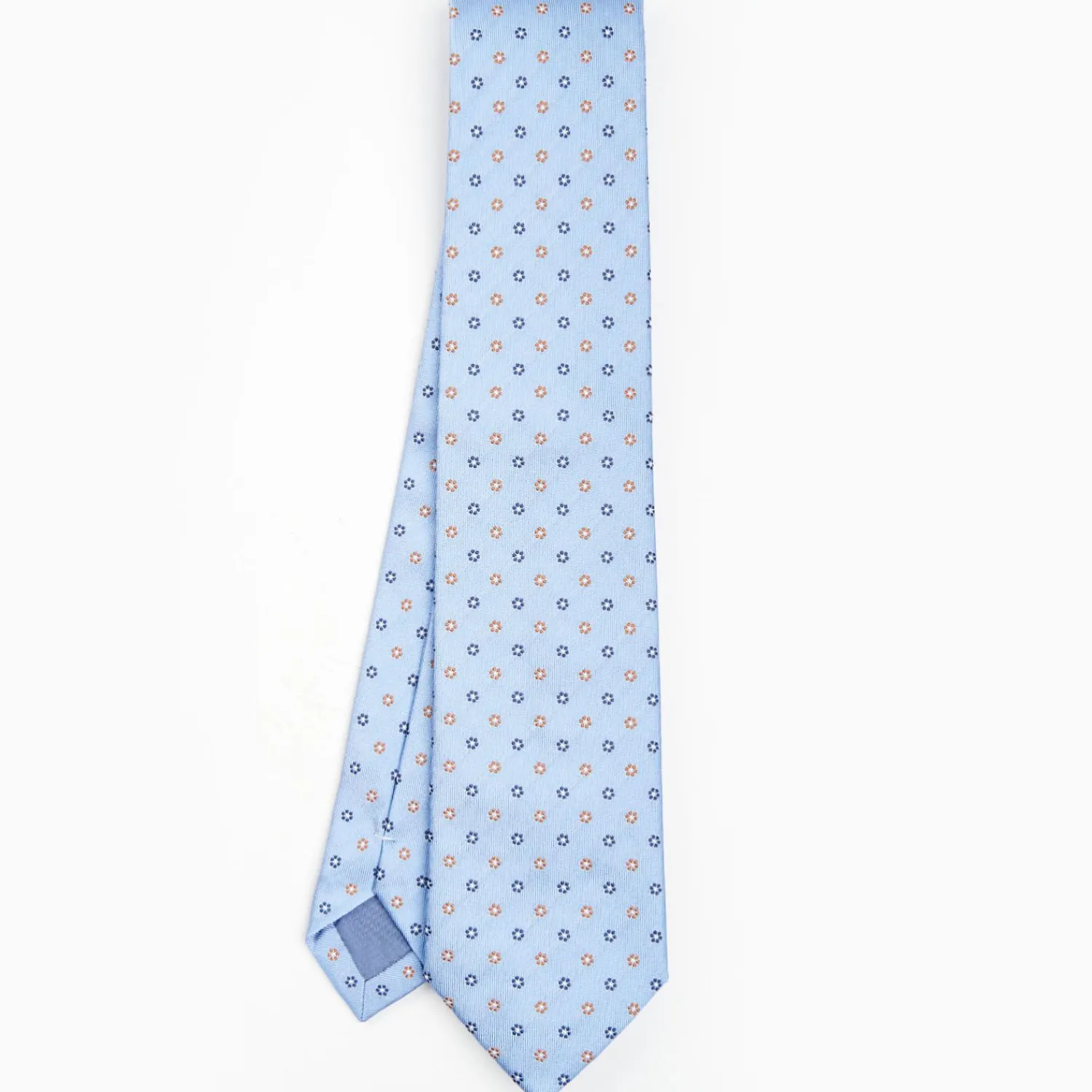 Light Blue Sartorial Jacquard Silk Tie - Small Flower Designs>E.Marinella Cheap