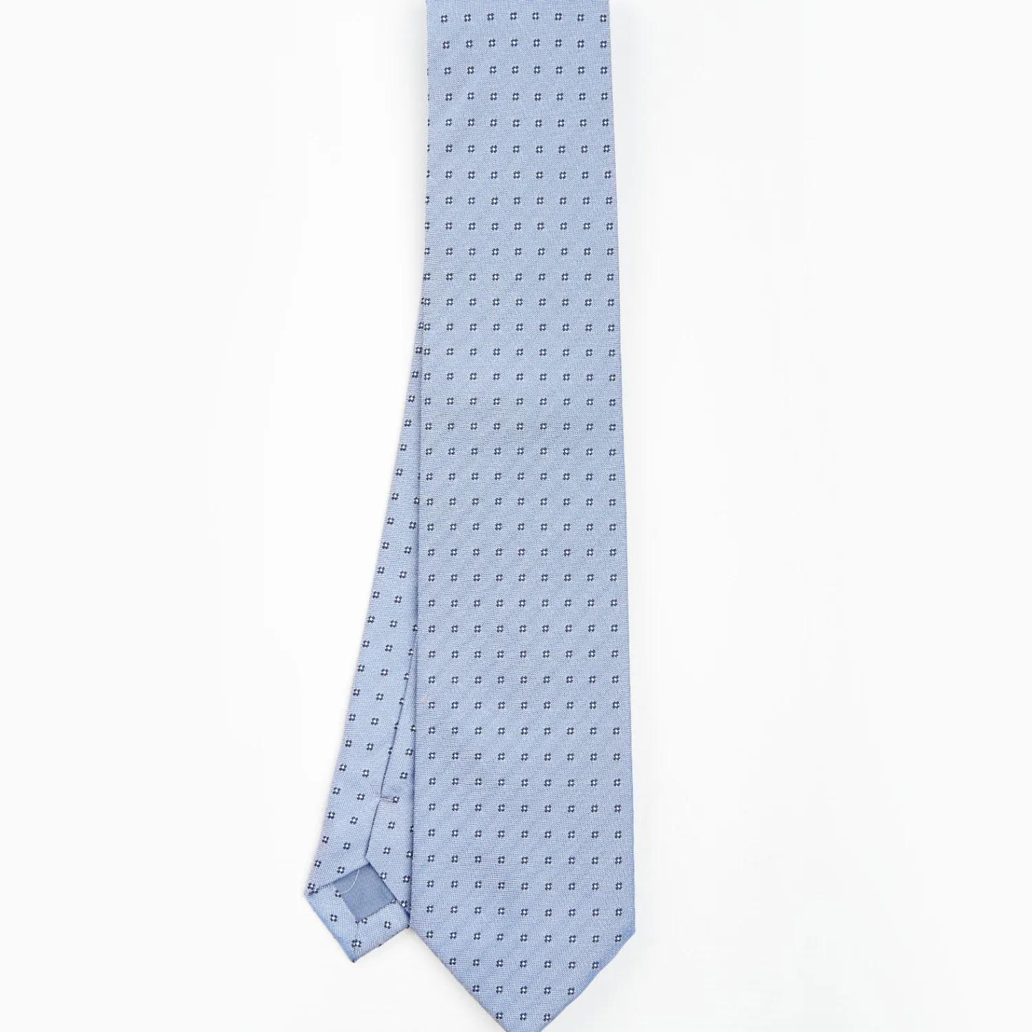 Light Blue Sartorial Jacquard Silk Tie - Small Flower Designs>E.Marinella Shop