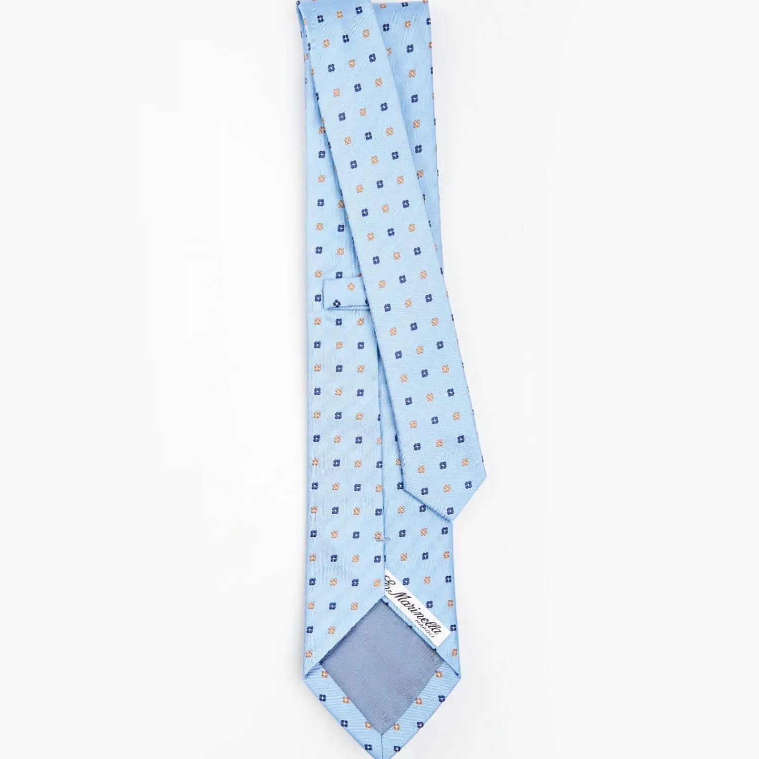 Light Blue Sartorial Jacquard Silk Tie - Small Flower Designs>E.Marinella Shop