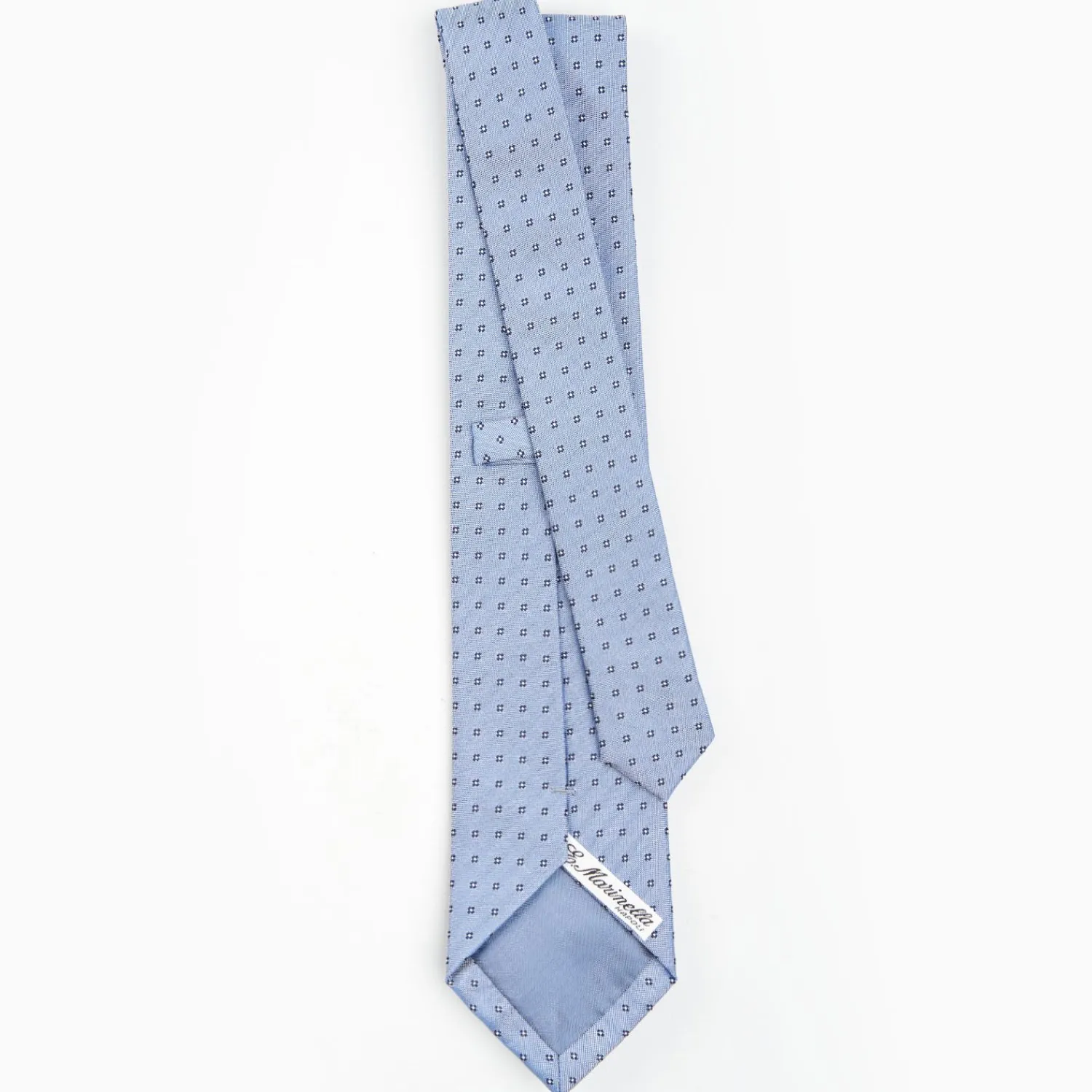 Light Blue Sartorial Jacquard Silk Tie - Small Flower Designs>E.Marinella Shop