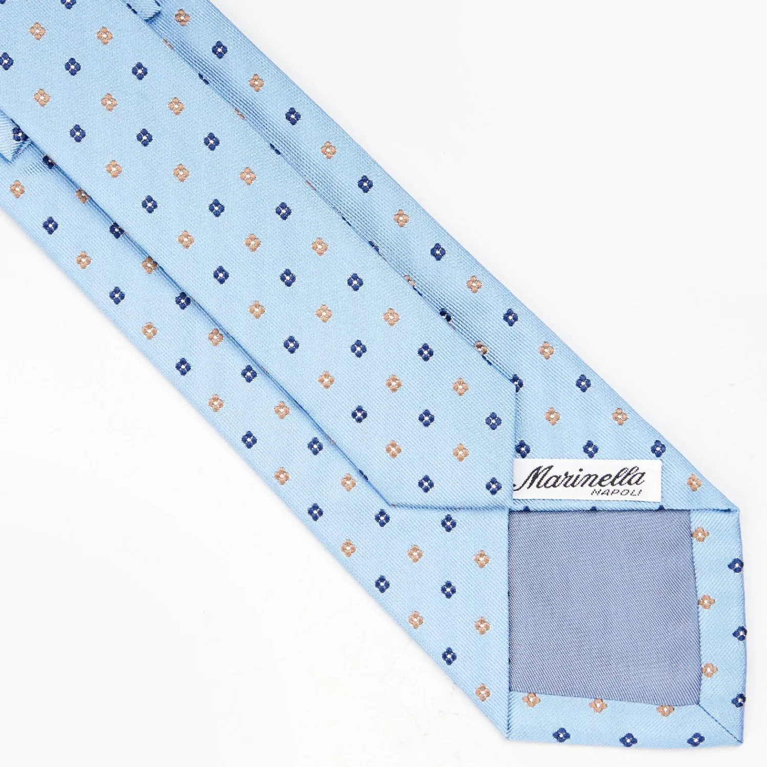 Light Blue Sartorial Jacquard Silk Tie - Small Flower Designs>E.Marinella Shop