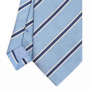 Light Blue Sartorial Striped Silk Tie>E.Marinella Clearance
