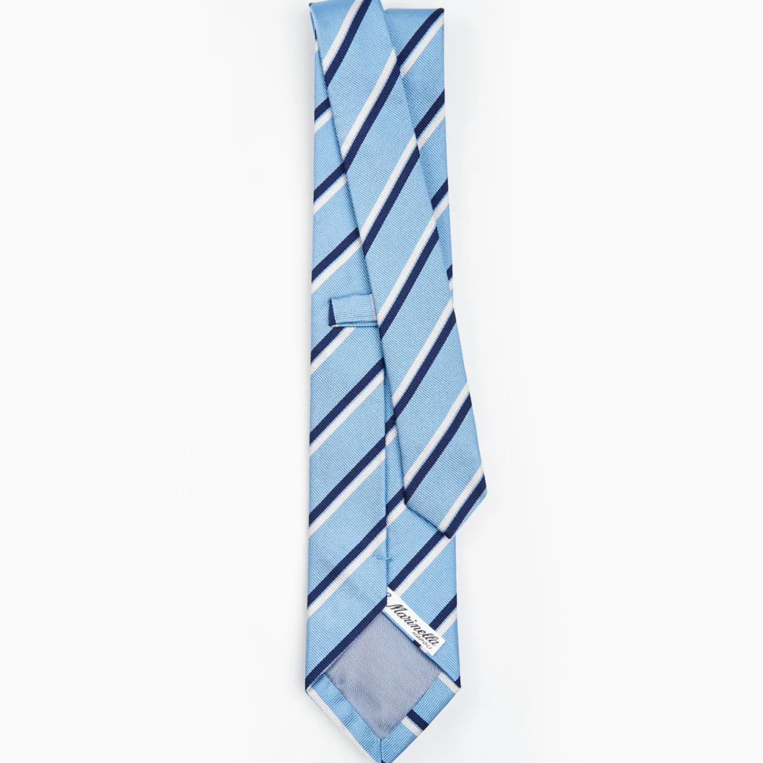 Light Blue Sartorial Striped Silk Tie>E.Marinella New