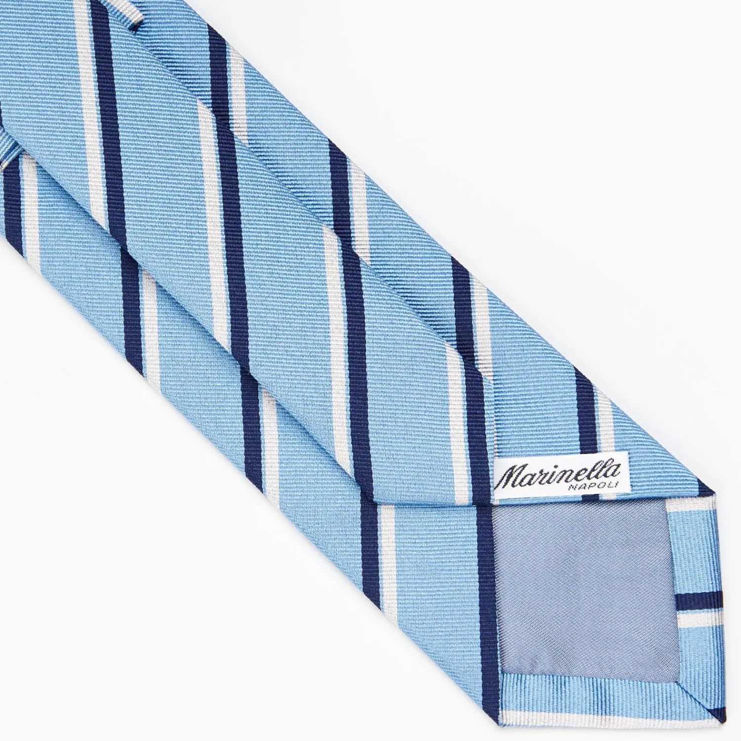 Light Blue Sartorial Striped Silk Tie>E.Marinella New