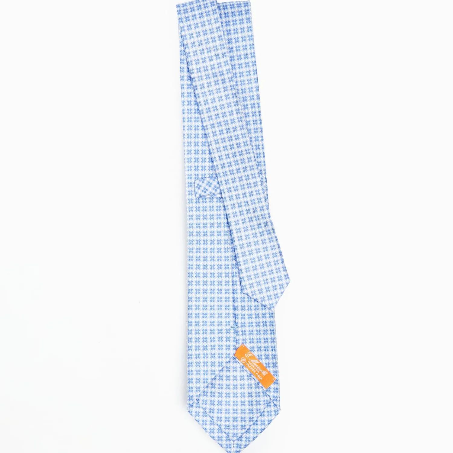 Light Blue Silk And Orange Fiber Tie>E.Marinella Outlet