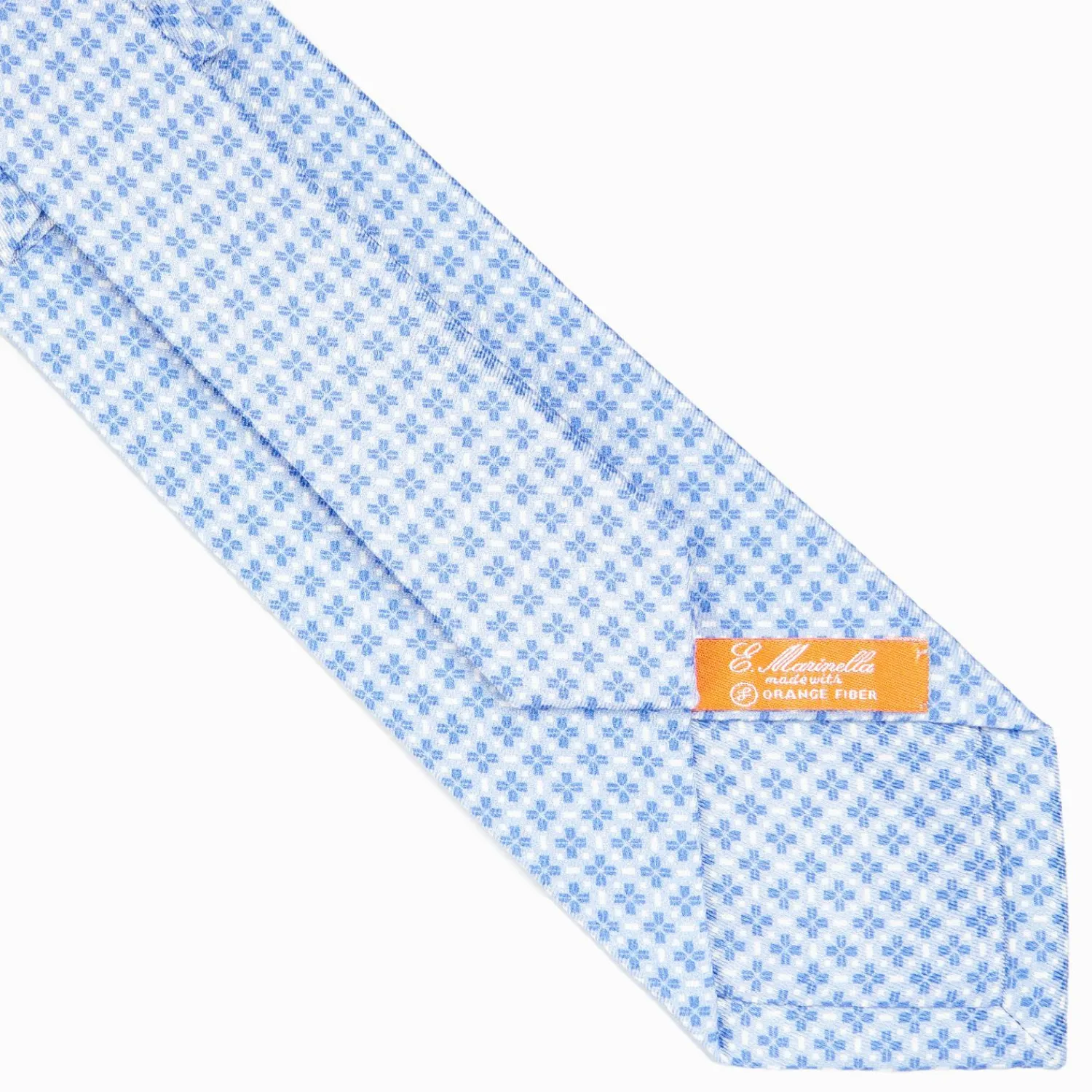 Light Blue Silk And Orange Fiber Tie>E.Marinella Outlet