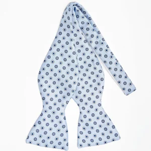 Light Blue Silk Bowtie To Self-Tie Small Geometric Pattern>E.Marinella Best
