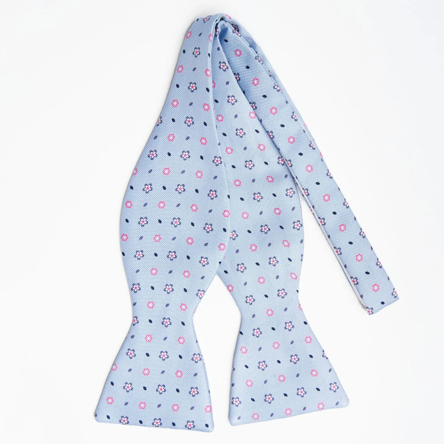 Light Blue Silk Bowtie To Self-Tie Small Flower Pattern>E.Marinella New
