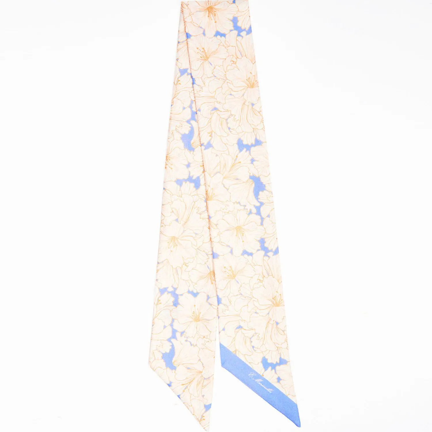 Light Blue Silk Twilly Floral Pattern>E.Marinella Discount