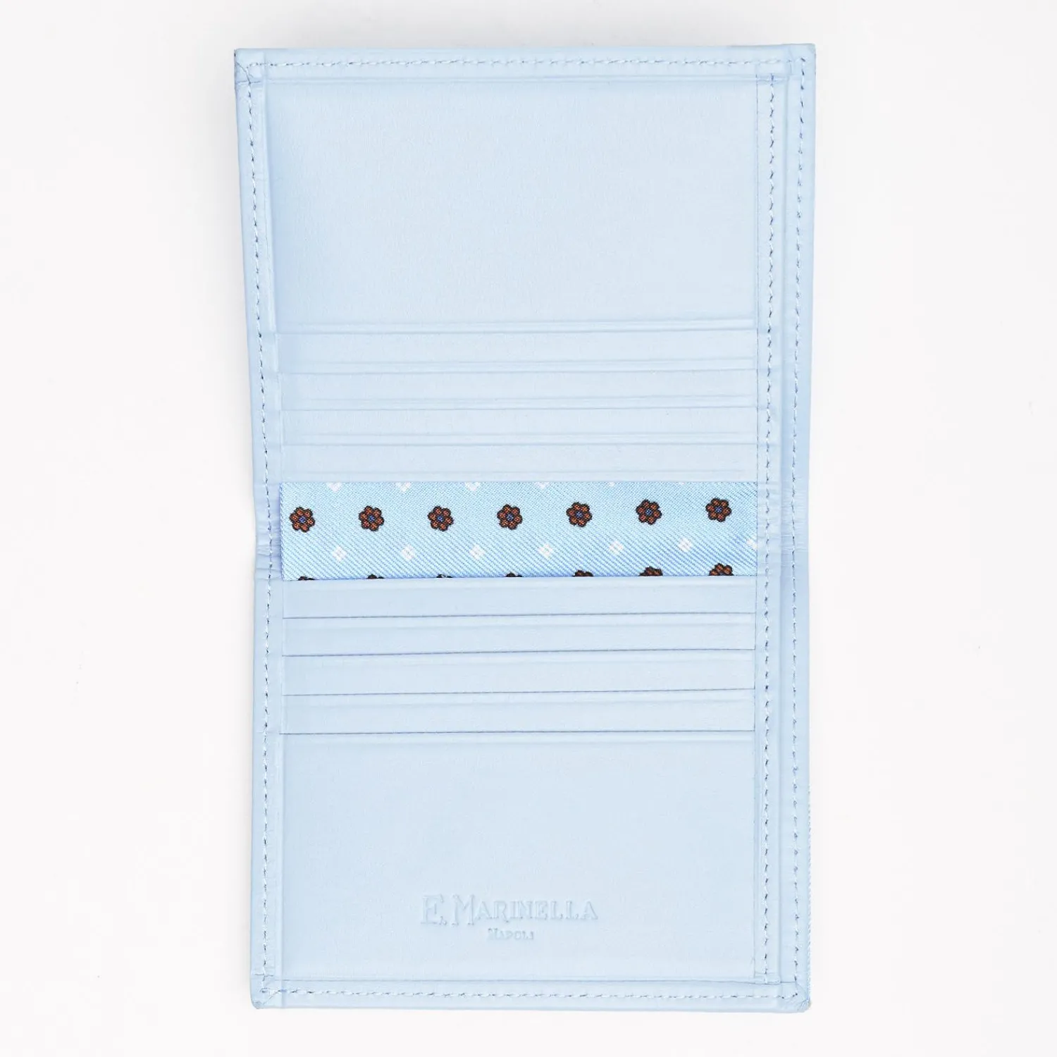 Light Blue Small Wallet In Silk And Leather>E.Marinella Sale