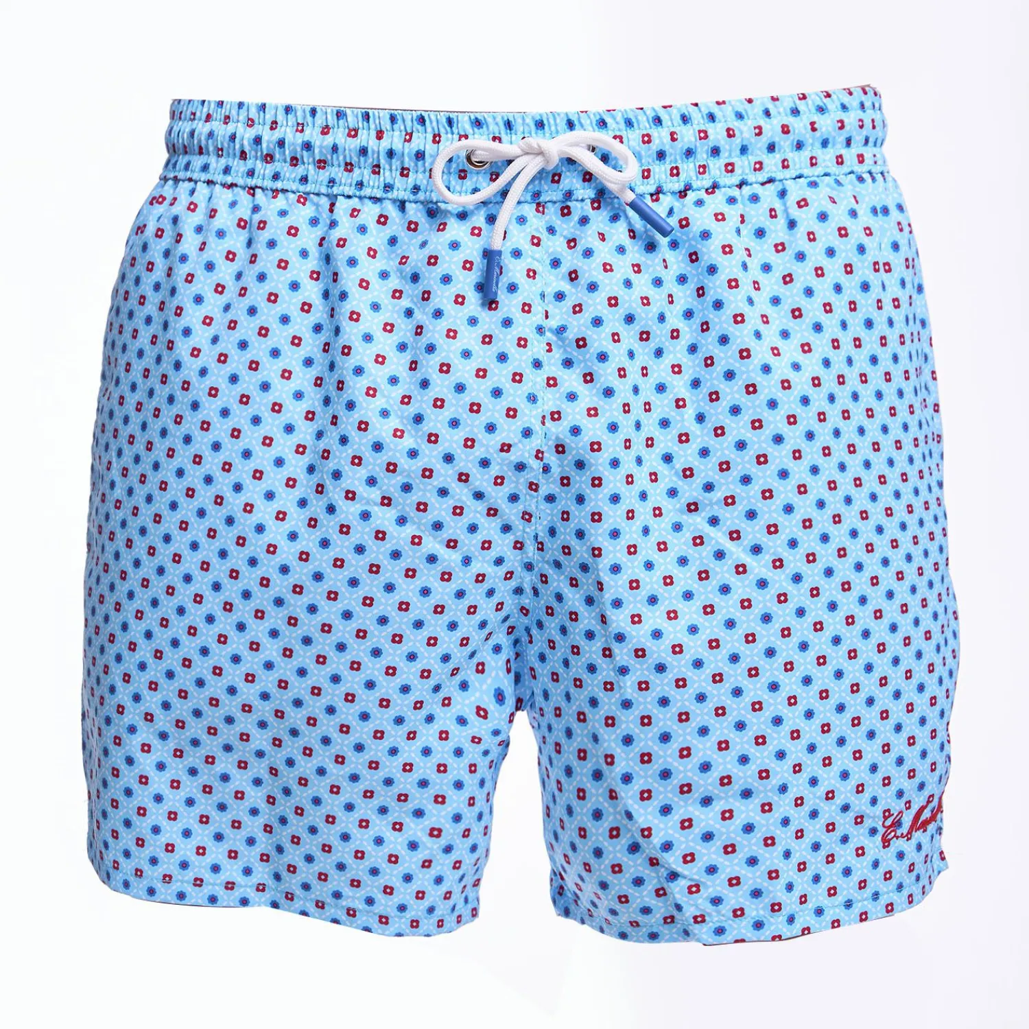 Light Blue Swim Short - Small Flower Pattern>E.Marinella Clearance