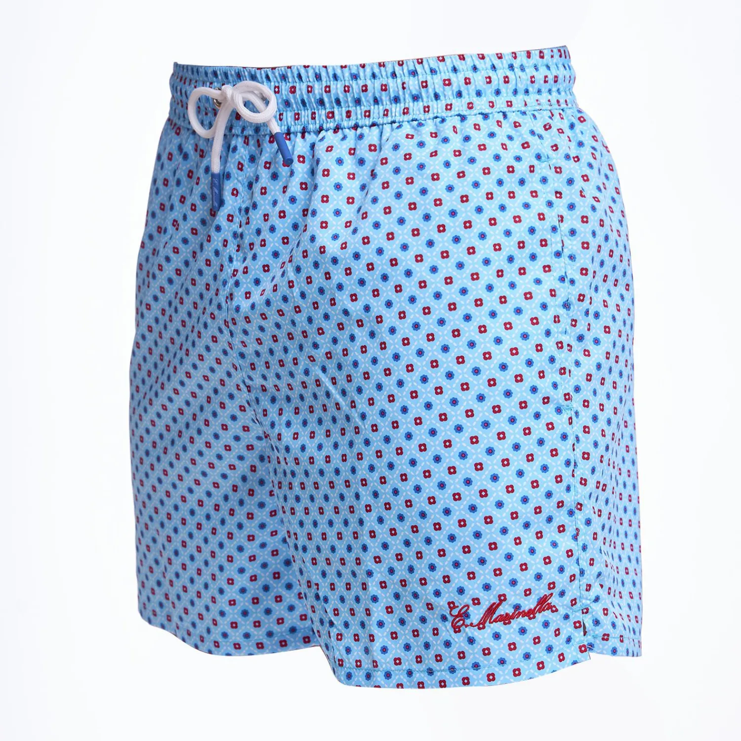 Light Blue Swim Short - Small Flower Pattern>E.Marinella Clearance