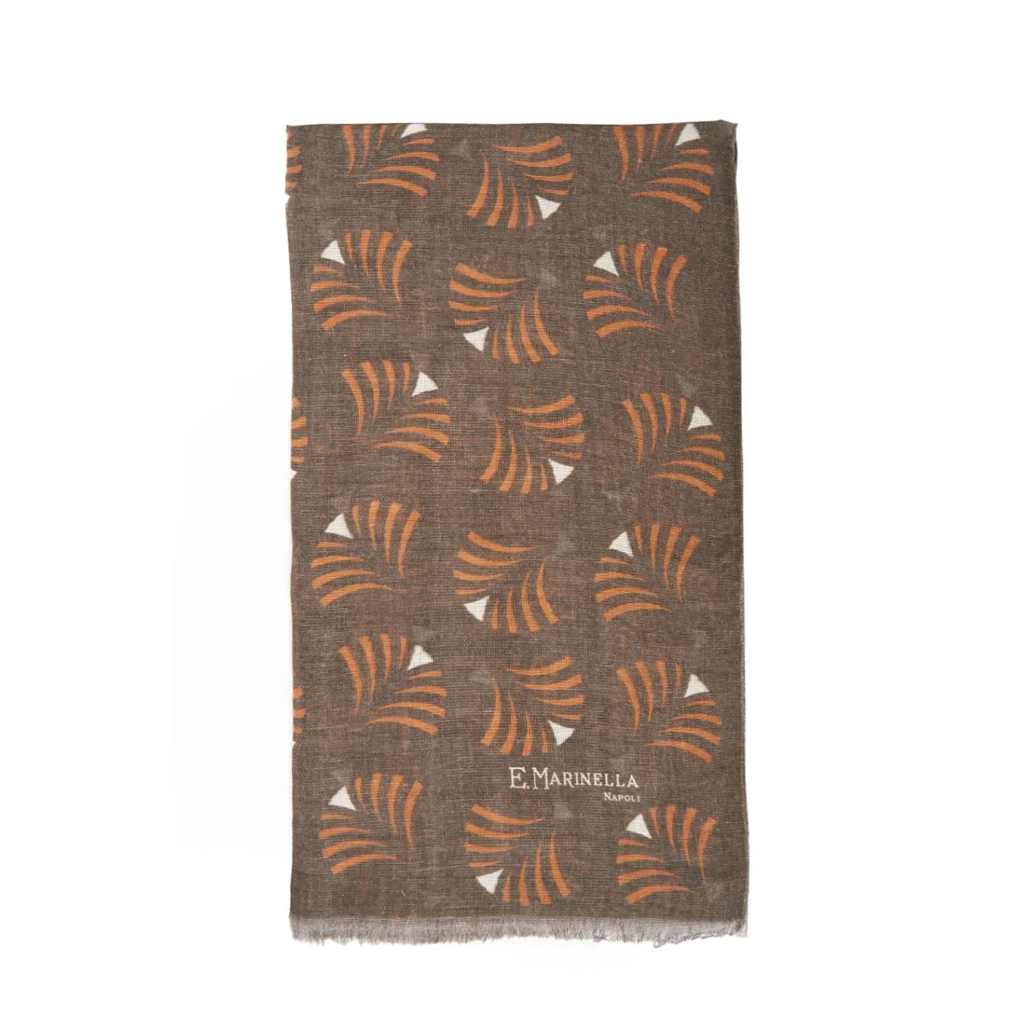 Light Brbown Cotton And Linen Scarf - Orange Fans>E.Marinella Hot