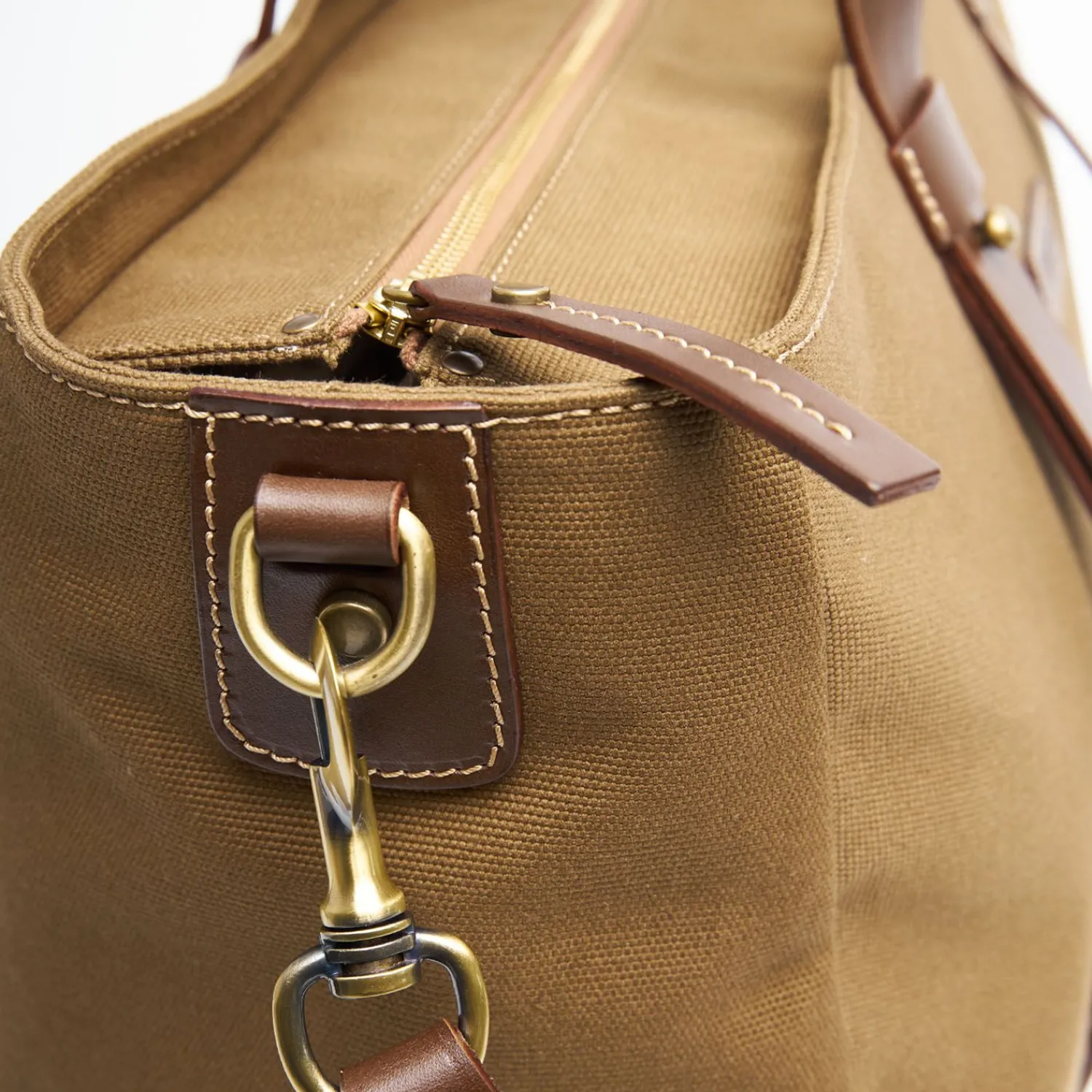 Light Brown Canvas Weekend Bag With Leather Trim>E.Marinella Store