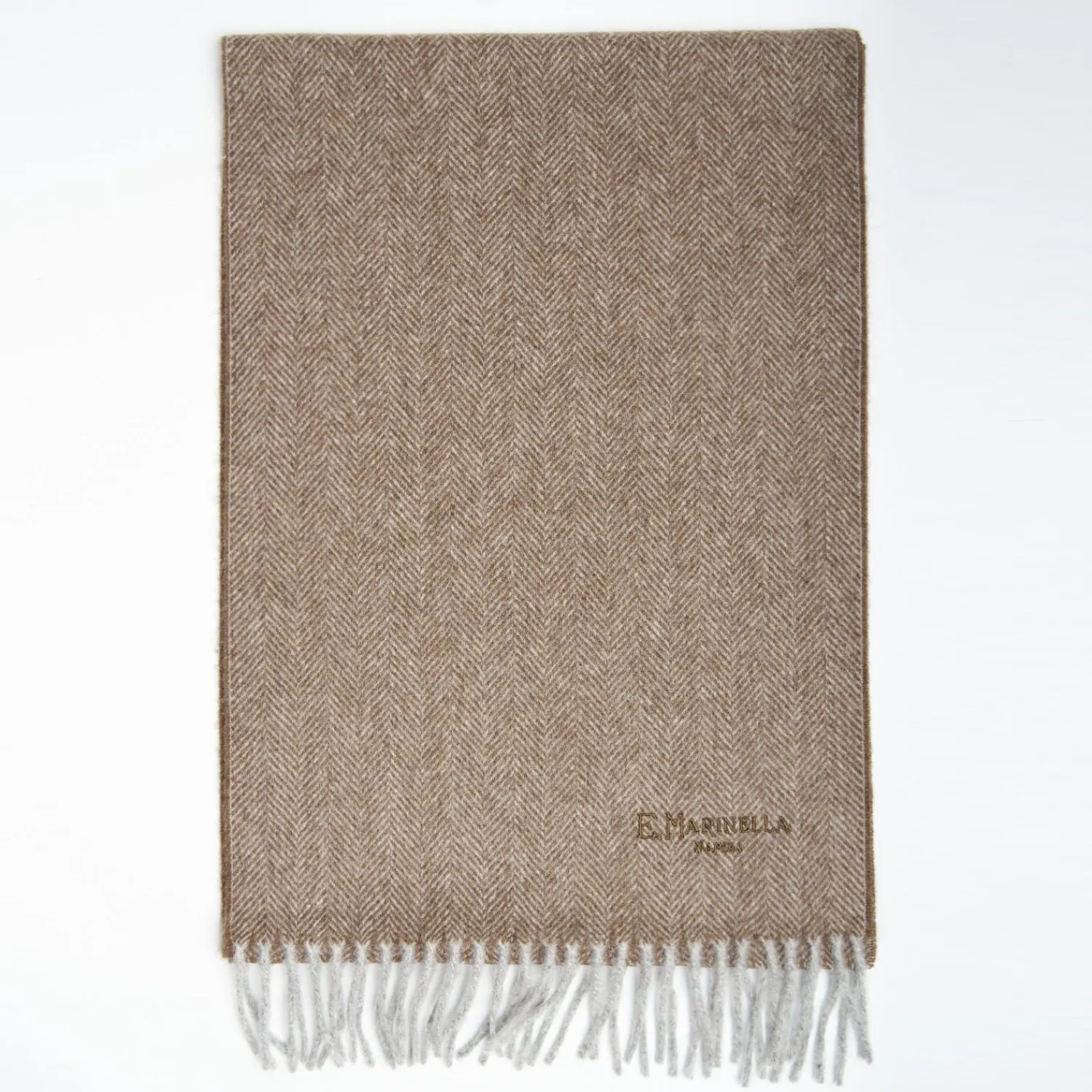 Light Brown Cashmere Fringed Scarf>E.Marinella Best Sale