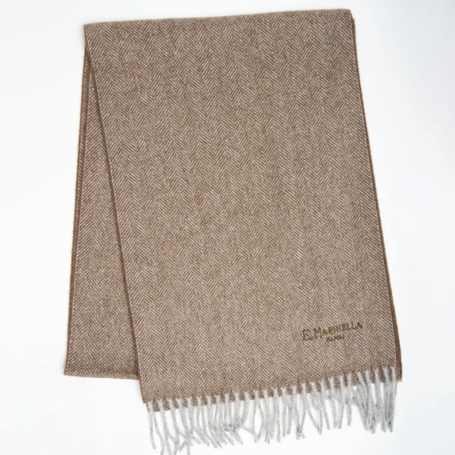 Light Brown Cashmere Fringed Scarf>E.Marinella Best Sale